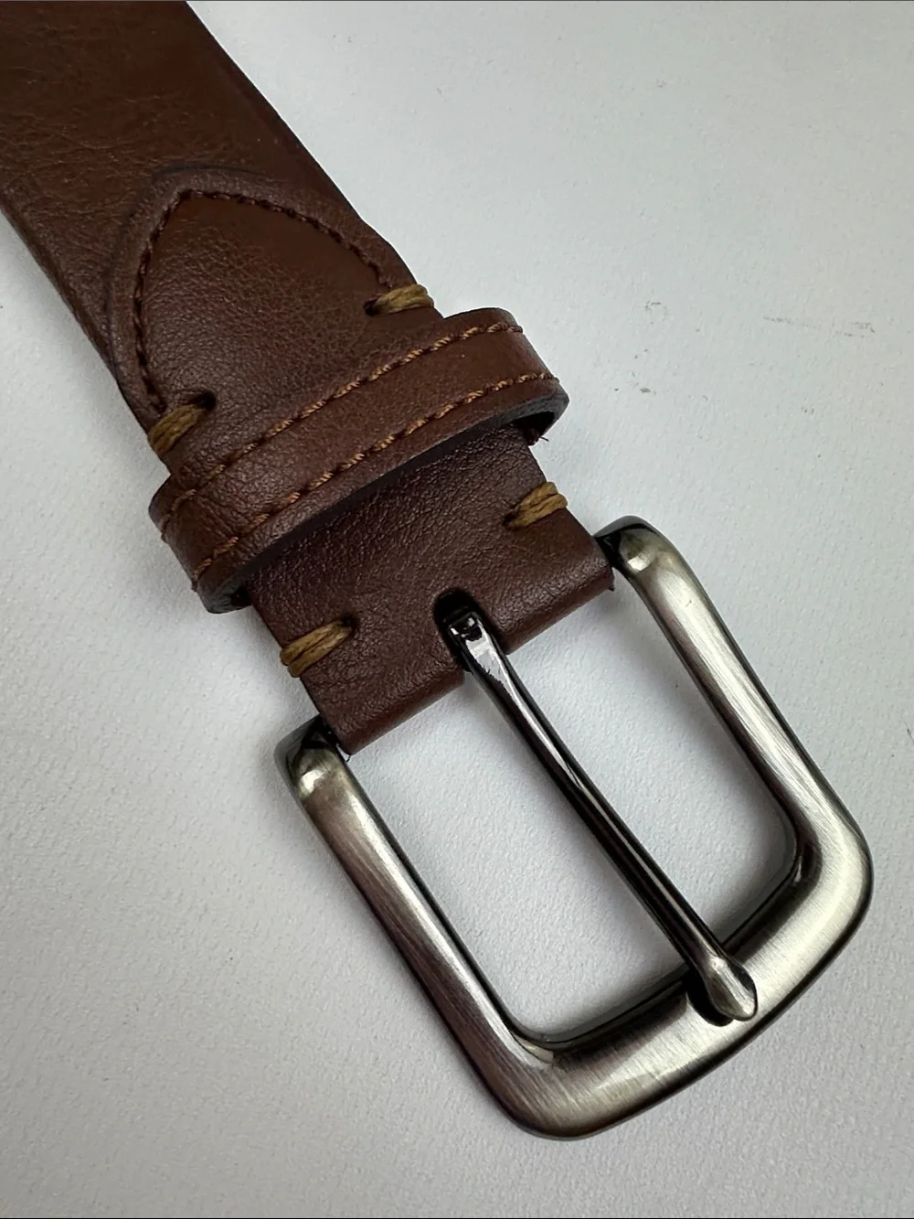 Goodfellow & Co. Classic Brown Non-Leather Men's Belt - Pewter-Tone Buckle. 45in